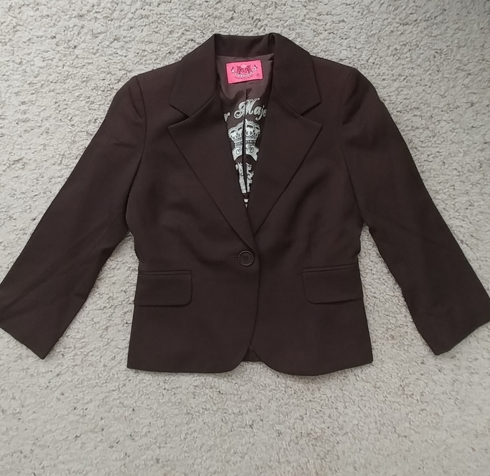$118 Juicy Couture women's brown 3/4 sleeve blazer